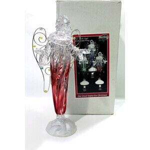 Sterling 13" Red Acrylic Angel Figurine Beaded Wings Holiday Christmas Decor